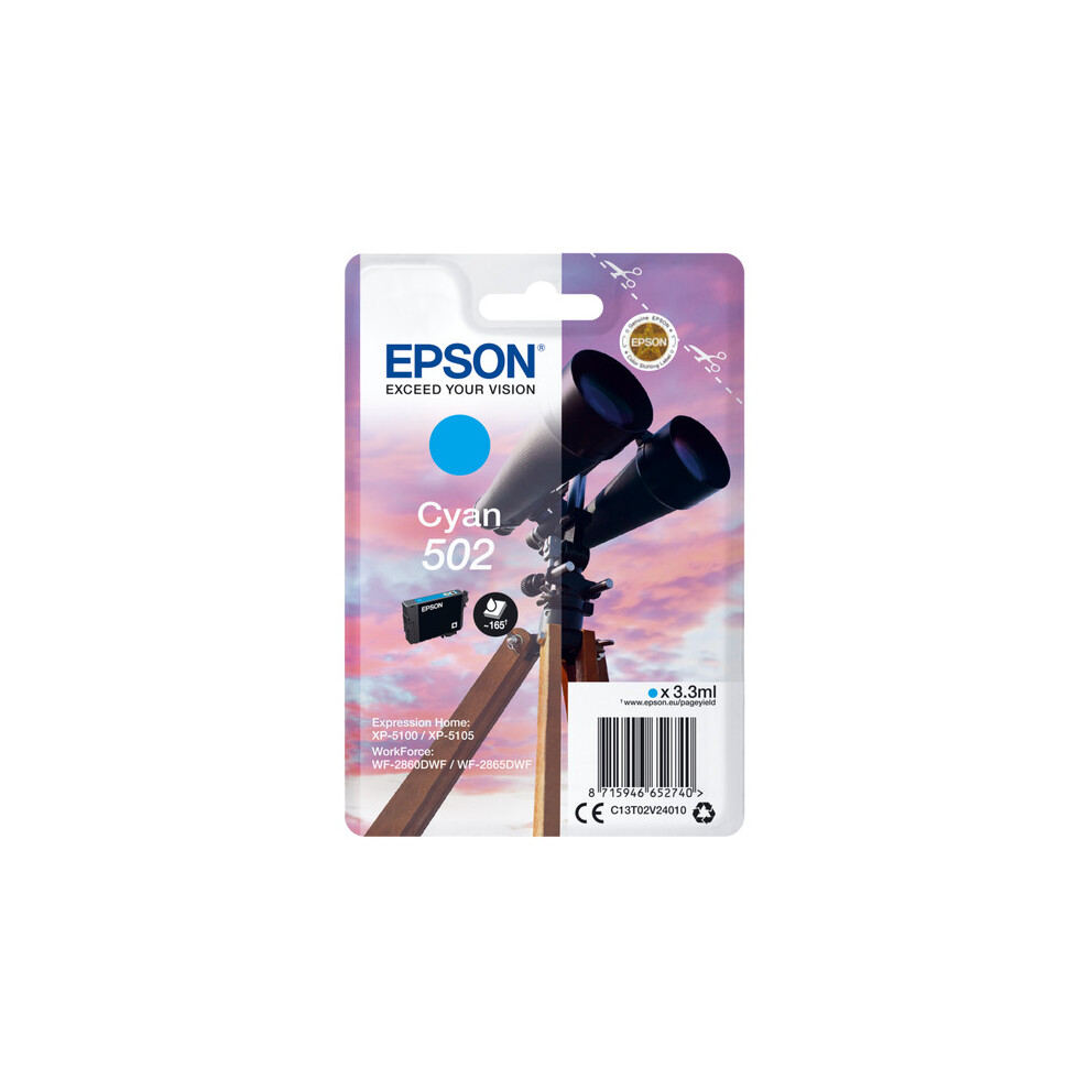 Epson C13T02V24010 (502) Ink cartridge cyan, 160 pages, 3ml