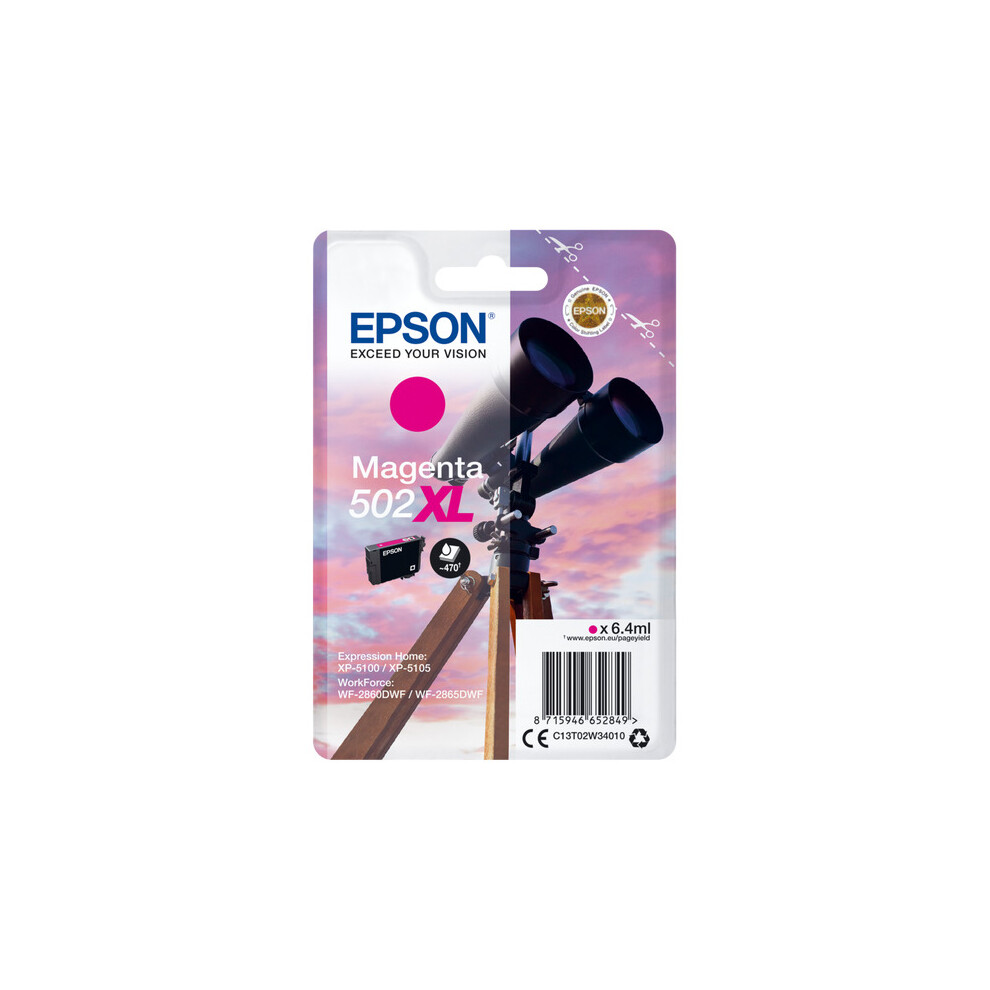 Epson C13t02w34010 (502Xl) Ink Cartridge Magenta, 470 Pages, 6Ml