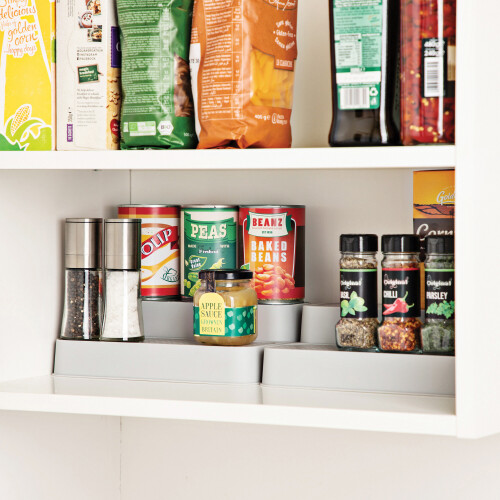 Minky Minky 2 Tier Step Cupboard Organiser, Grey 2