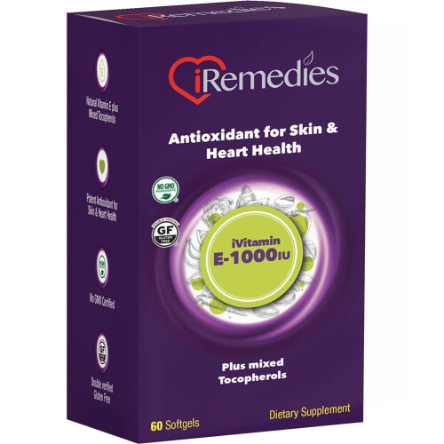 iRemedies iVitamin E 1000 IU Softgels 60's 1