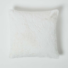 (White) Soft Touch Faux Fur Cushion 46 x 46 cm