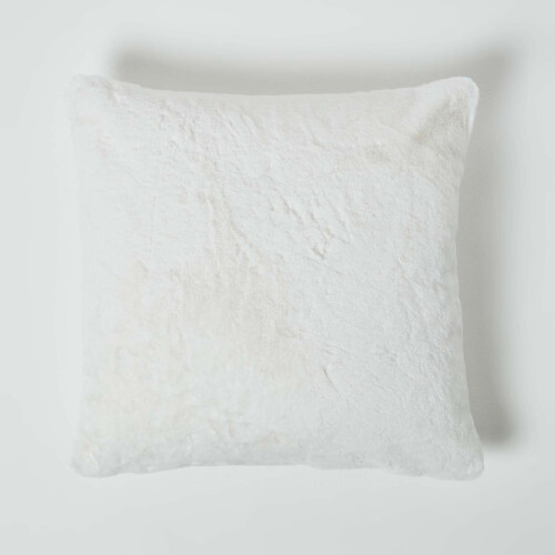 Homescapes (White) Soft Touch Faux Fur Cushion 46 x 46 cm