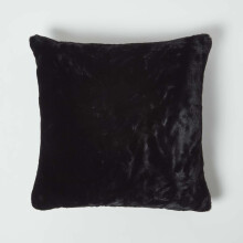 (Black) Soft Touch Faux Fur Cushion 46 x 46 cm