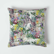 (Purple, Taupe) Floral Botanical Garden Cushion 46 x 46 cm