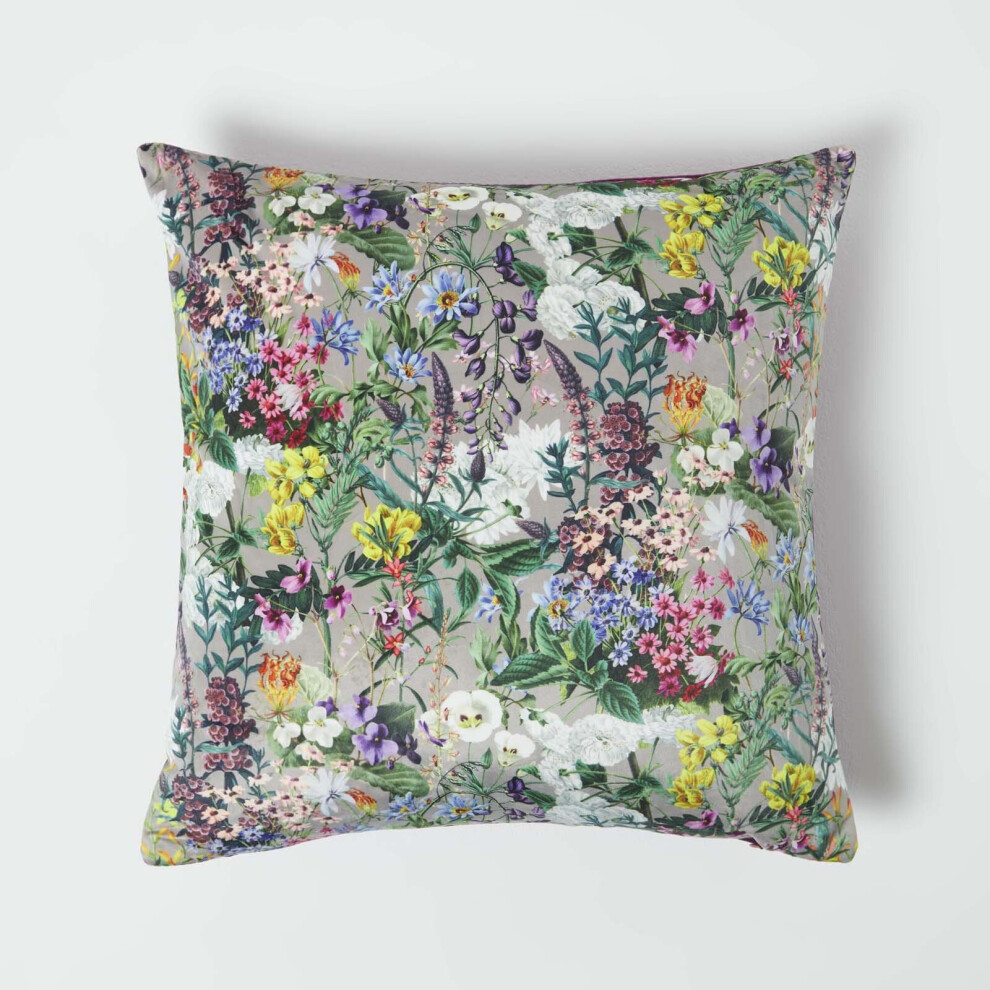 Homescapes (Purple, Taupe) Floral Botanical Garden Cushion 46 X 46 Cm Brown,Purple