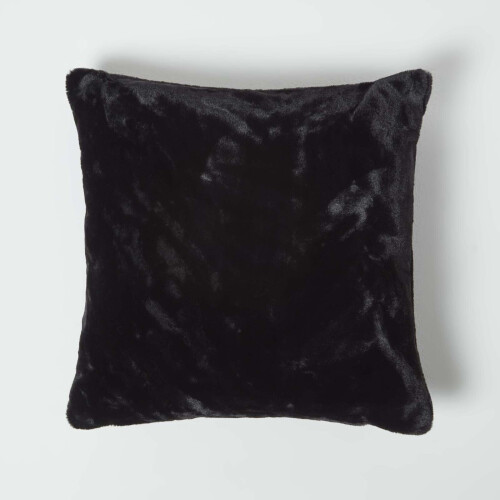 Homescapes (Black) Soft Touch Faux Fur Cushion 46 x 46 cm 1