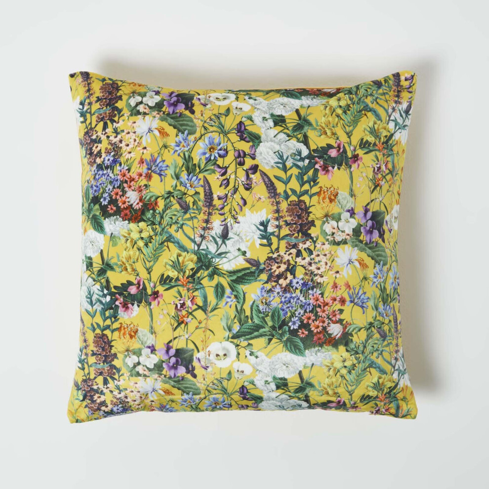 Homescapes (Mustard) Floral Botanical Garden Cushion 46 X 46 Cm