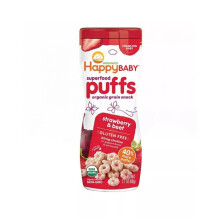 HappyBaby SuperFood Puffs Strawberry & Beet - Baby Snacks, 60 g