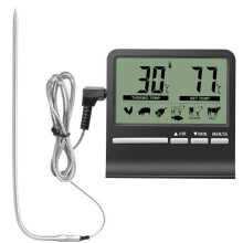 (Black) Digital Food Thermometer LCD Meat Probe Kitchen Cooking BBQ Thermometer
