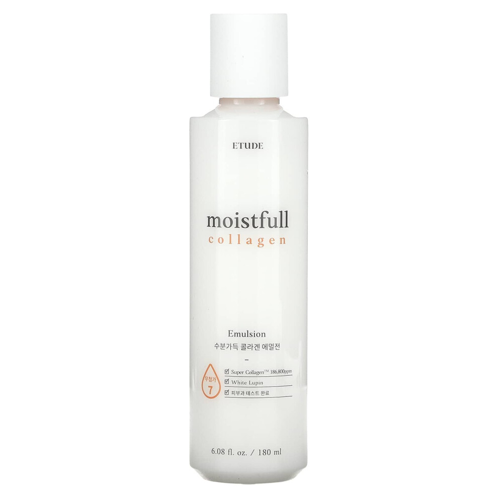 Etude Moistfull Collagen Facial Emulsion 180Ml (6.08 Fl. Oz) | Facial Moisturizer Lotion Small Particles Of The Super Collagen Water Hydration