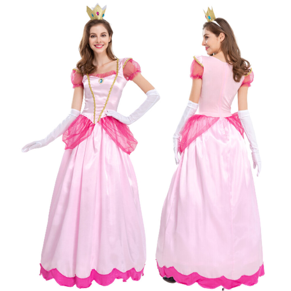 Photos - Fancy Dress (4) Adult Princess Peach Costume Women Cosplay Party Halloween Dress
