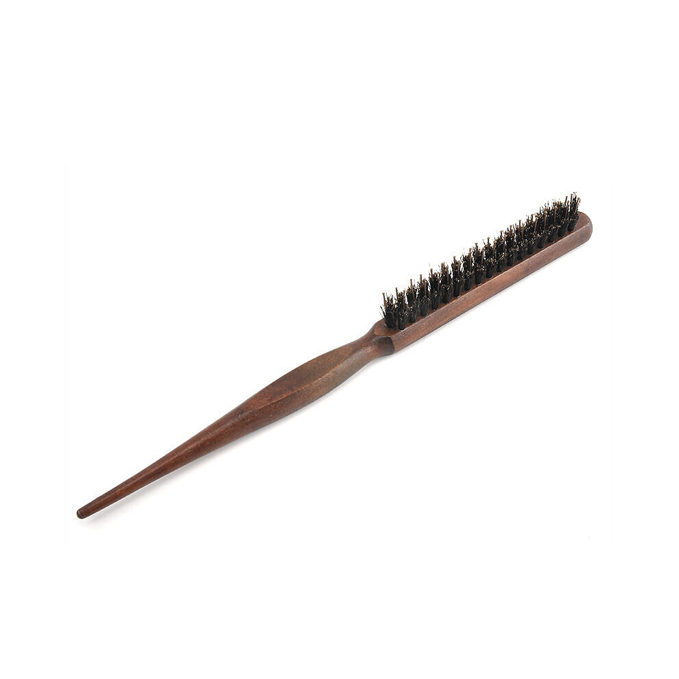 Wood Handle Natural Boar Bristle Hair Brush Fluffy Comb Hairdressing Barber Wood-color