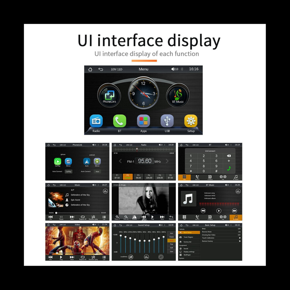 Universal 7Inch Car Radio Multimedia Video Player Portable Bluetooth Wireless CarPlay Android Touch Screen with Camera