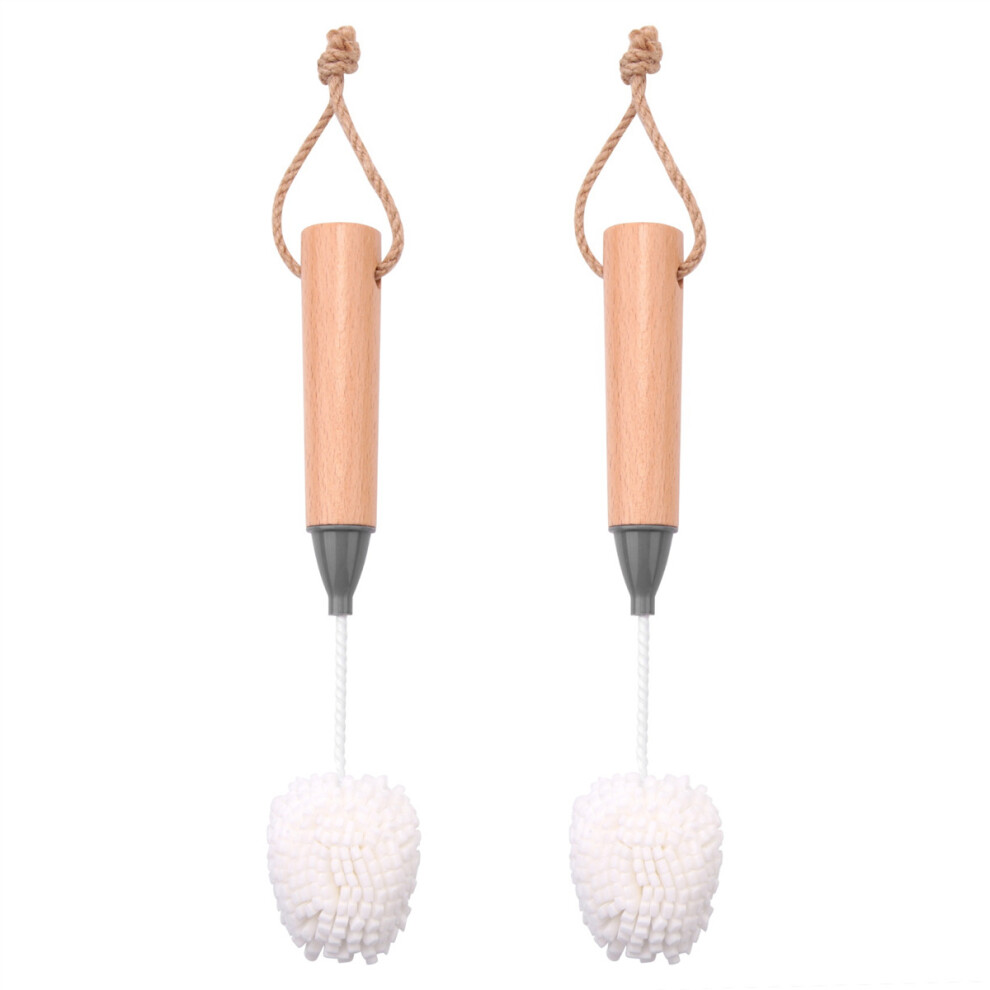Tlily Wine Glass Cleaning Brush Flute And Stemware Brush Non Scratch Foam Bristle Brush With Wooden Handles 2Pcs