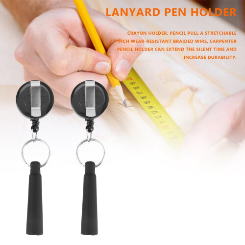 8Pcs Elastic Silicone Retractable Pencil Holder, Duty Retractable Pull Pen for Woodwork, Retractable Keychain Pen Case 1