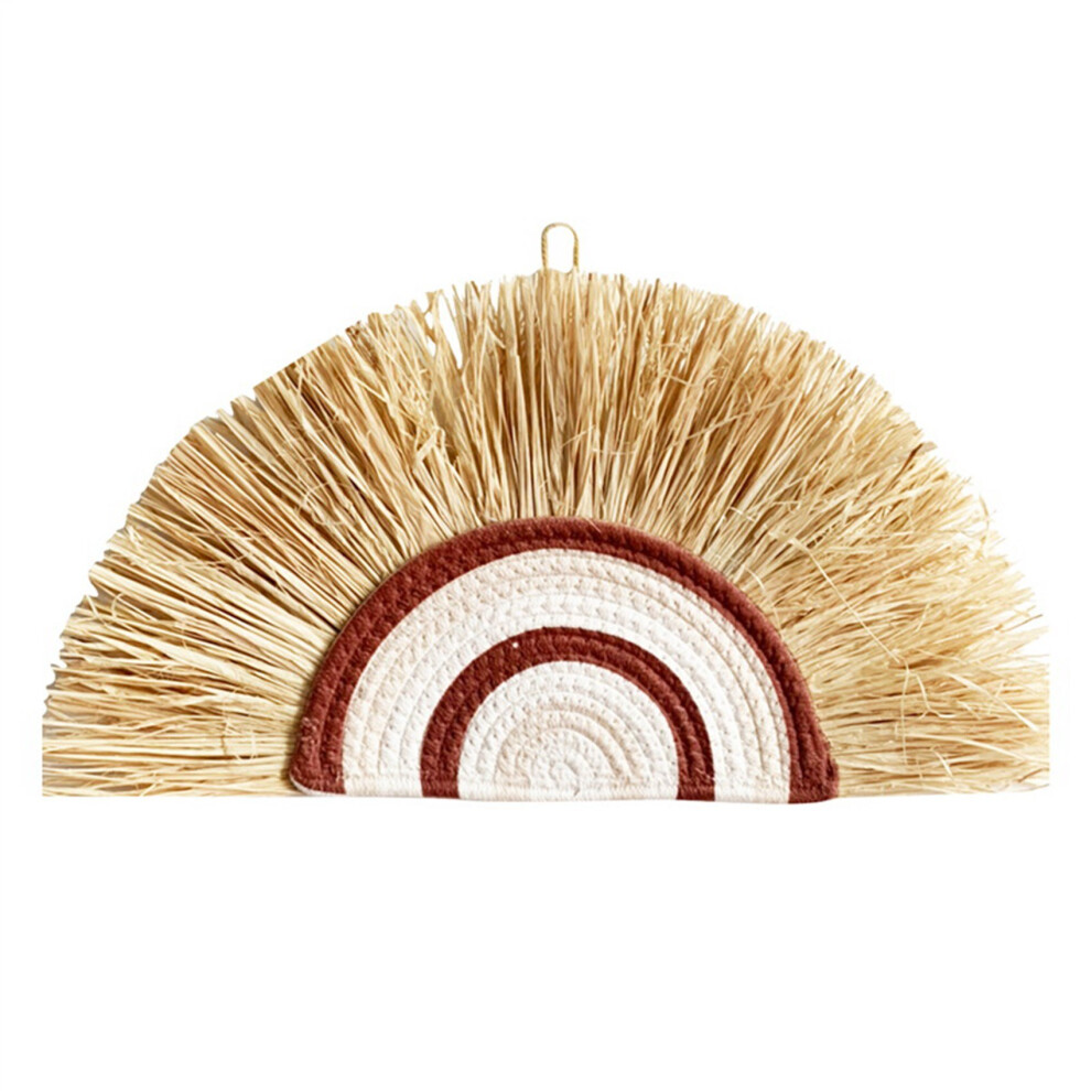 Décoration murale arc-en-ciel bohème, ornement mural nordique en paille tissée, pour chambre de bébé, ferme