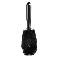 Black Car Wheel Brush, 10.6-Inch Long, Plastic Handle, Faux Bristle Cleaner for Rims, Spokes & Wheels