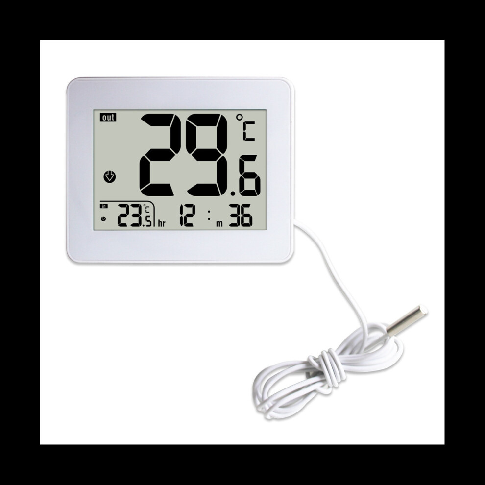Digital Double Thermometer Outdoor Indoor Thermometer Elderly Children's Room Electronic Temperature Controller White