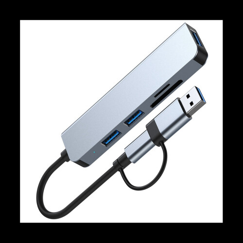 5 Ports 2-In-1 USB 3.0 HUB Type-C Adapter USB3.0+USB2.0+SD+TF Multi-Port USB Splitter Expander for PC Computer 2