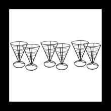 6 Pcs Wire Metal Food Racks Cone Fried Basket Serving Chips Stand Chicken Holder
