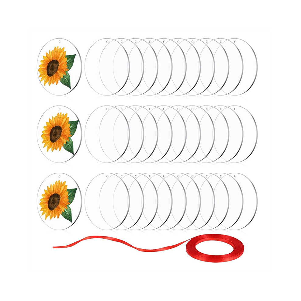 30Pcs Acrylic Blanks 2 Inch,Clear Circle Acrylic Sheet With Hole,Round Acrylic Blanks Disc,Christmas Birthday Diy Gifts 4763449129584