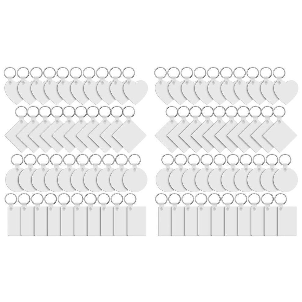 80Pcs Blank MDF Thermal Transfer Board Sublimation Printing Keyring Keychain for Heat Press Machine Gift
