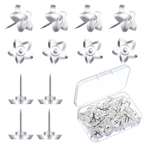 200 Pieces Star Shaped Push Pins Plastic Clear Thumb Tacks with Plastic Box for Cork Board Steel Point Decorative