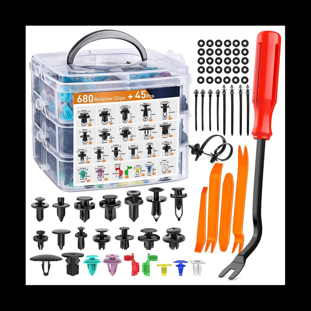 725Pcs Car Push Retainer Clips & Auto Fasteners Assortment - 23 Prevalent Sizes Bumper Mudguard Rivets With 4763449146406