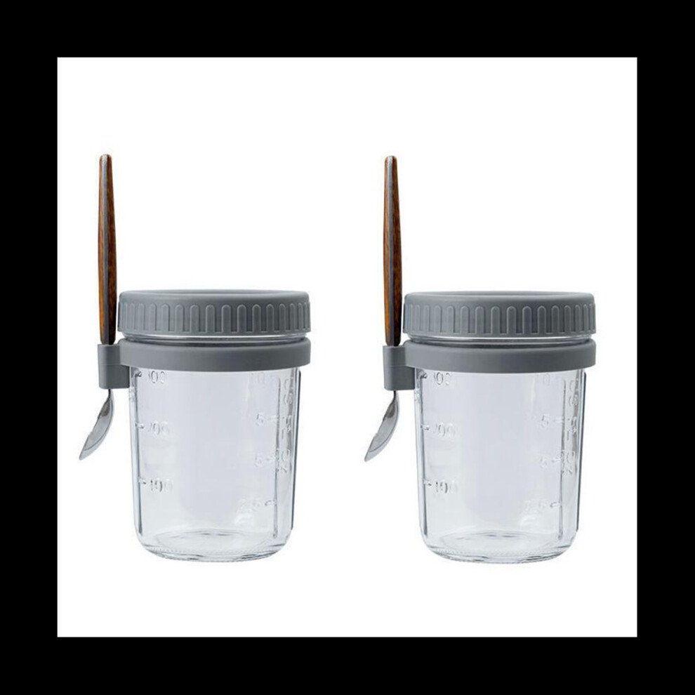 2PCS Overnight Oats Container 10-Oz Glass Jars with Spoons 