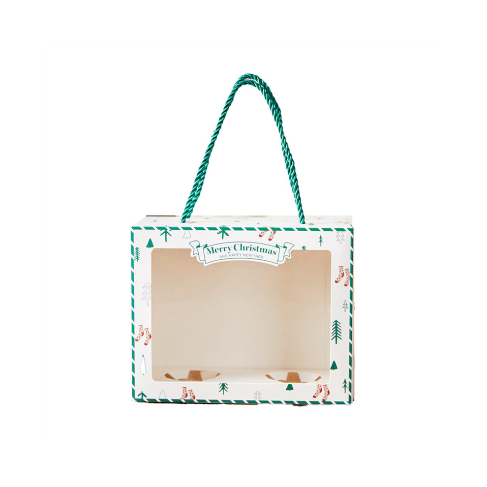 Lot de 5 boîtes cadeaux de Noël avec poignée transparente pour bonbons, chocolats, collations, décoration de fête
