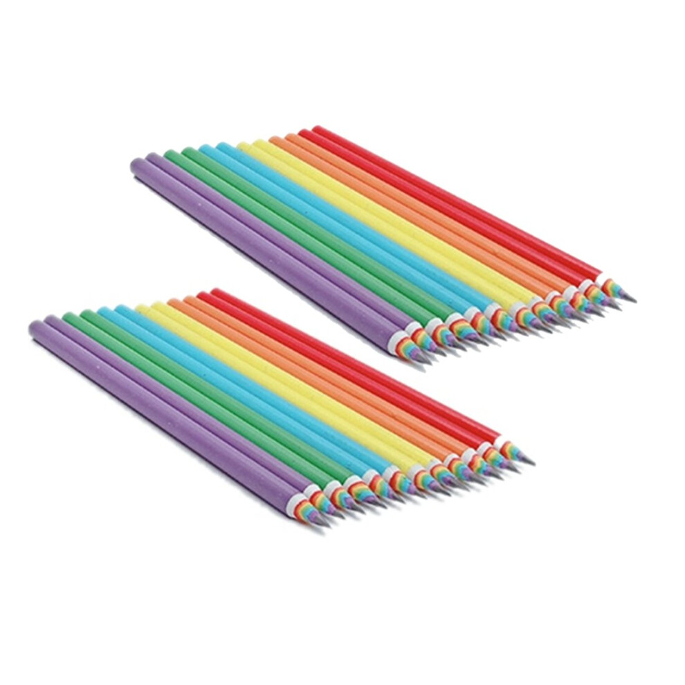 Lot de 24 crayons à papier arc-en-ciel pour enfants, écriture et peinture, art professionnel, croquis, bande dessinée, stylo, fournitures scolaires