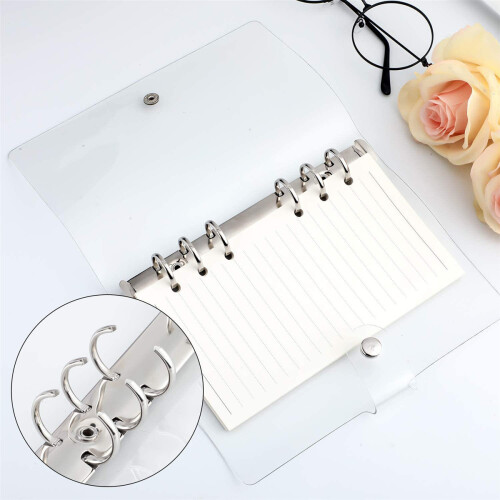 Transparent A6 Binder Clear Soft PVC 6 Ring Budget Binder Refillable Planner Binder Cover Protector 1