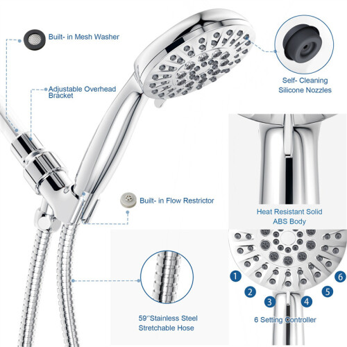 Ensemble de tuyaux de douche à pression pour douche à tête unique avec grande quantité d'eau 2