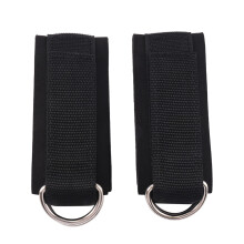 2Pcs Fitness Equipment Gym Ankle Strap Padded Double D-Ring Adjustable Ankle Weight Leg Training Brace Support Black