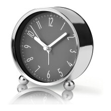 Non Ticking Alarm Clock,4 Inch Silent Bedside Clock for Heavy Sleepers, Battery Operated Analogue Clock, Office
