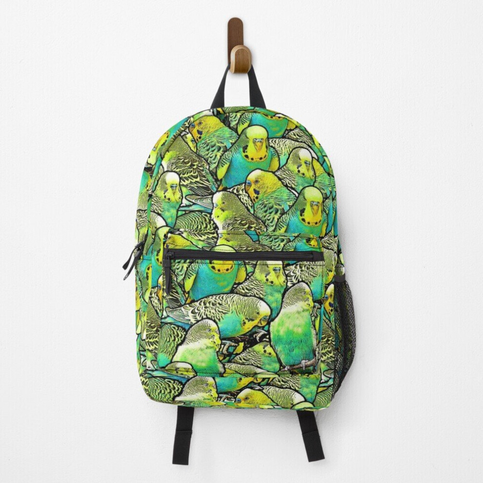 Backpack Budgie Pattern School Bag Travel 15"