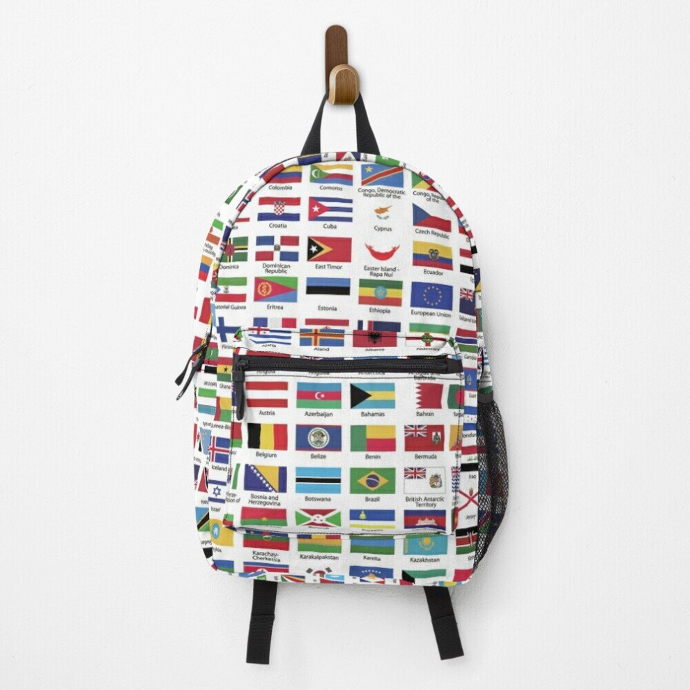 Backpack World Flags with Country Names School Bag Travel 15"