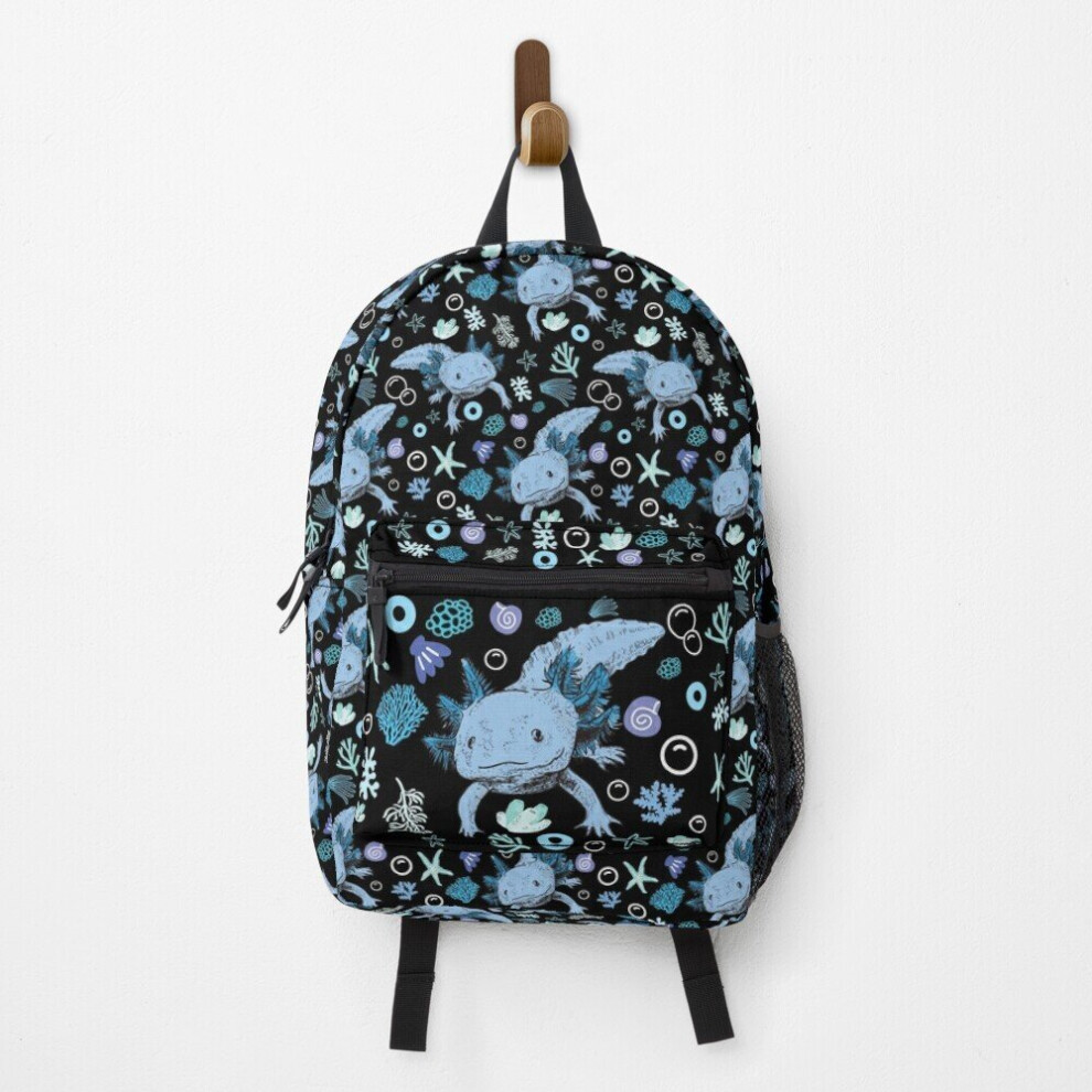 Backpack Blue Axolotl Coral Pattern School Bag Travel 15"