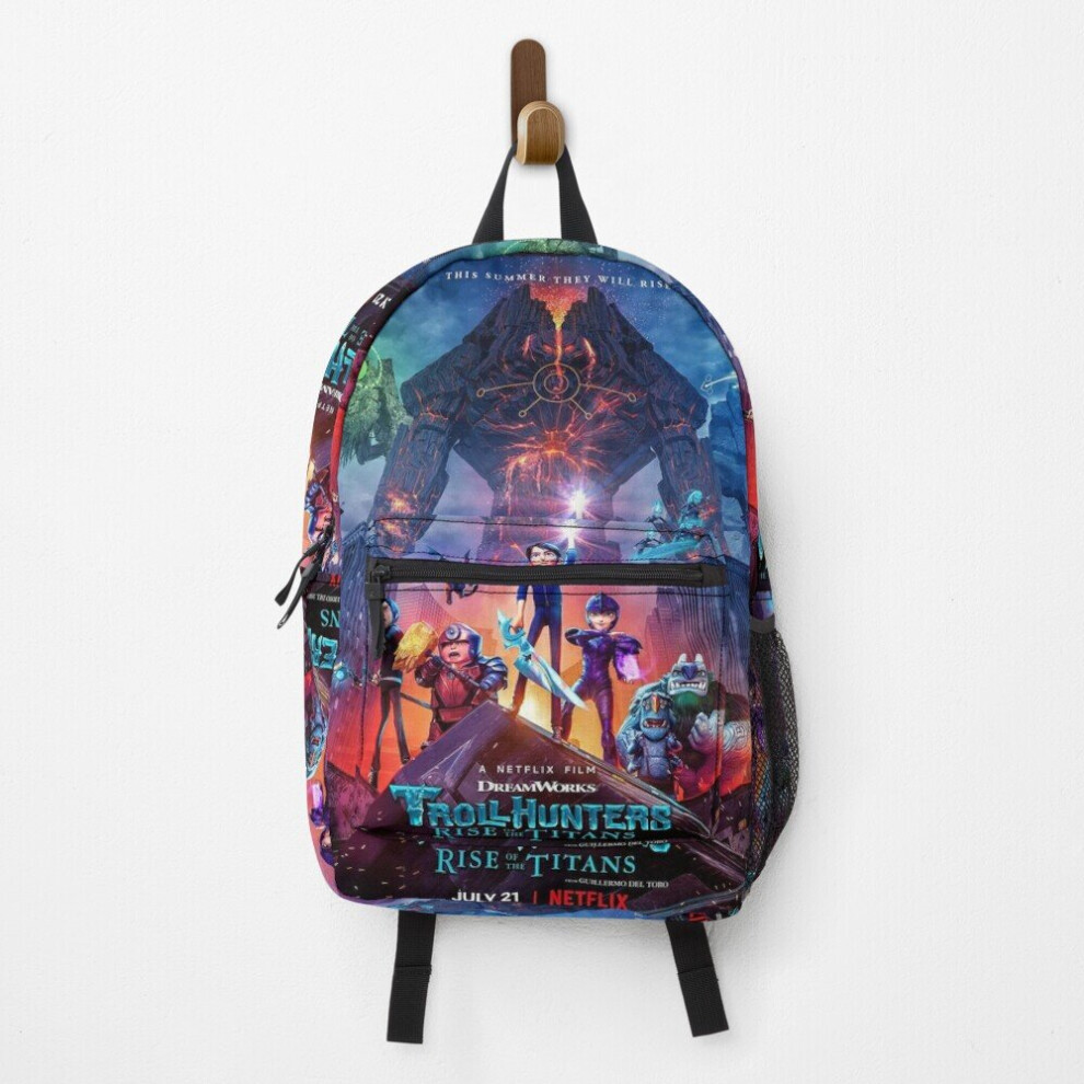 Famgem Backpack Trollhunters Rise Of The Titans 15-Inch School & Travel Bag - Durable Polyester, Multi-Compartment, Padded Straps