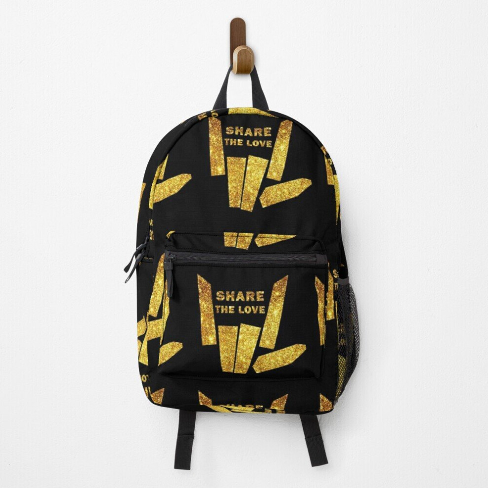 Famgem Backpack Share The Love Sharer 15In School & Travel Backpack - Unique Designer Polyester, Anti-Theft Pockets, Lightweight & Durable Gold