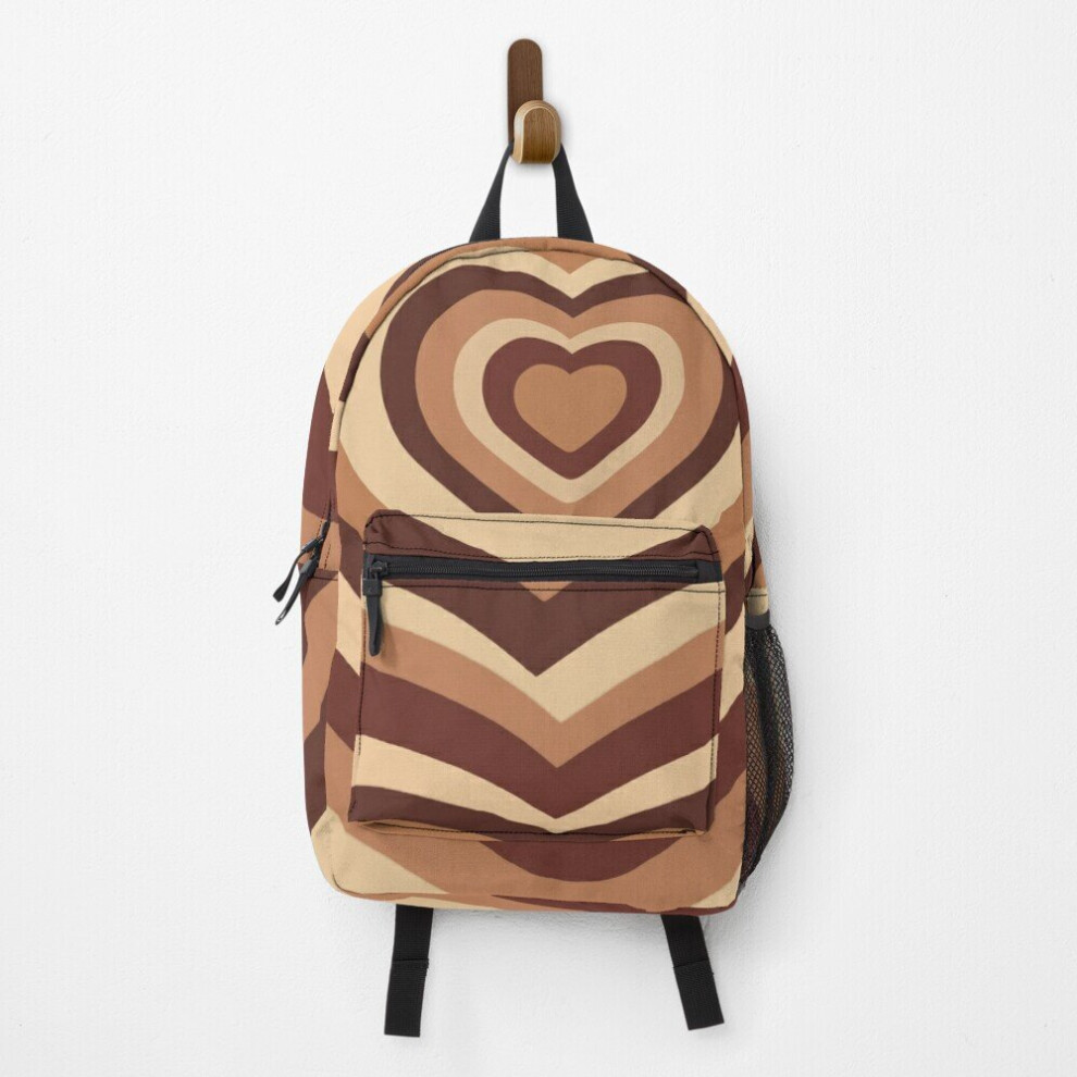 Backpack different brown shaded heart design School Bag Travel 15"