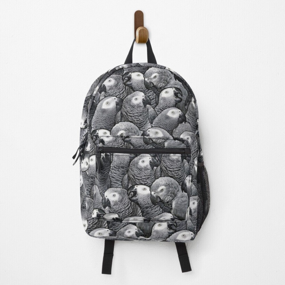 Famgem Backpack African Parrot Pattern School Bag Travel 15" Grey