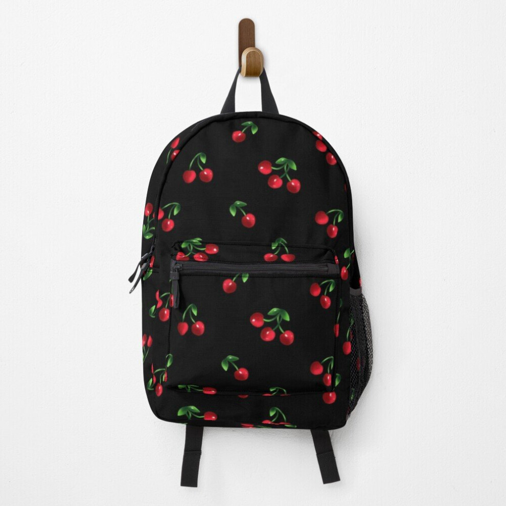 Backpack Black Sweet cherry pattern School Bag Travel 15"