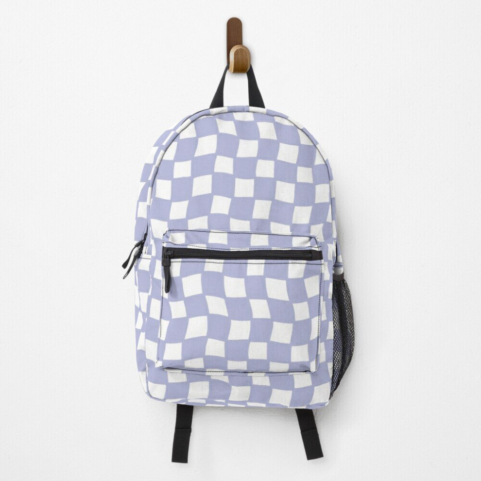 Famgem Backpack Abstract Checker Board - Pastel Lilac School Bag Travel 15" Purple