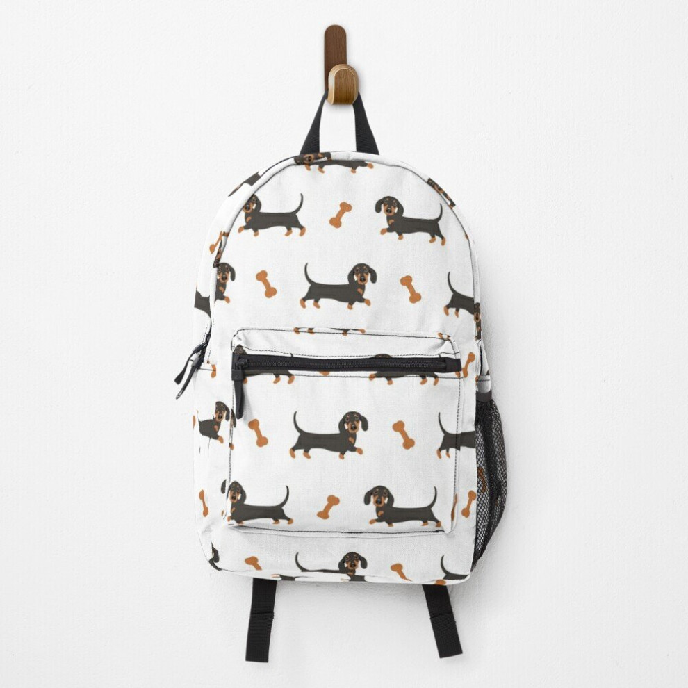 Backpack Black and Tan Dachshund Sausage Dog School Bag Travel 15"