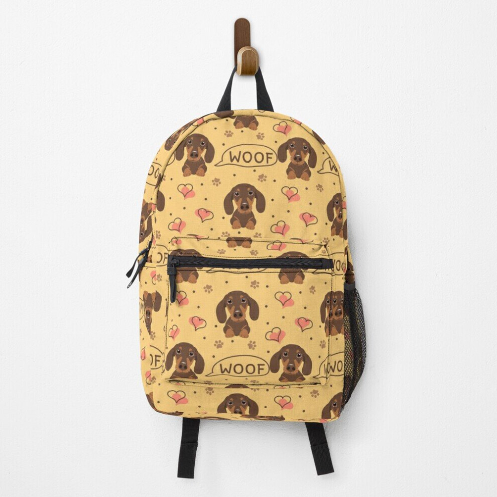 Backpack Love Chocolate Dachshund Sausage Dog School Bag Travel 15"