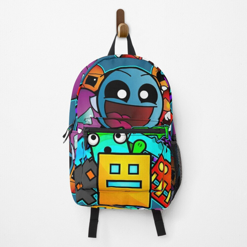 Famgem Backpack Geometry Dash Old School Gaming School Bag Travel 15"