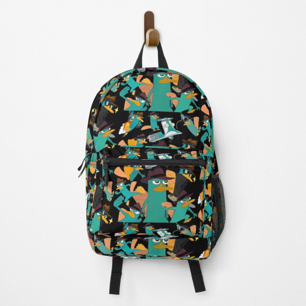 Famgem Backpack Perry The Platypus Phineas And Ferb Collage Design School Bag Travel 15"