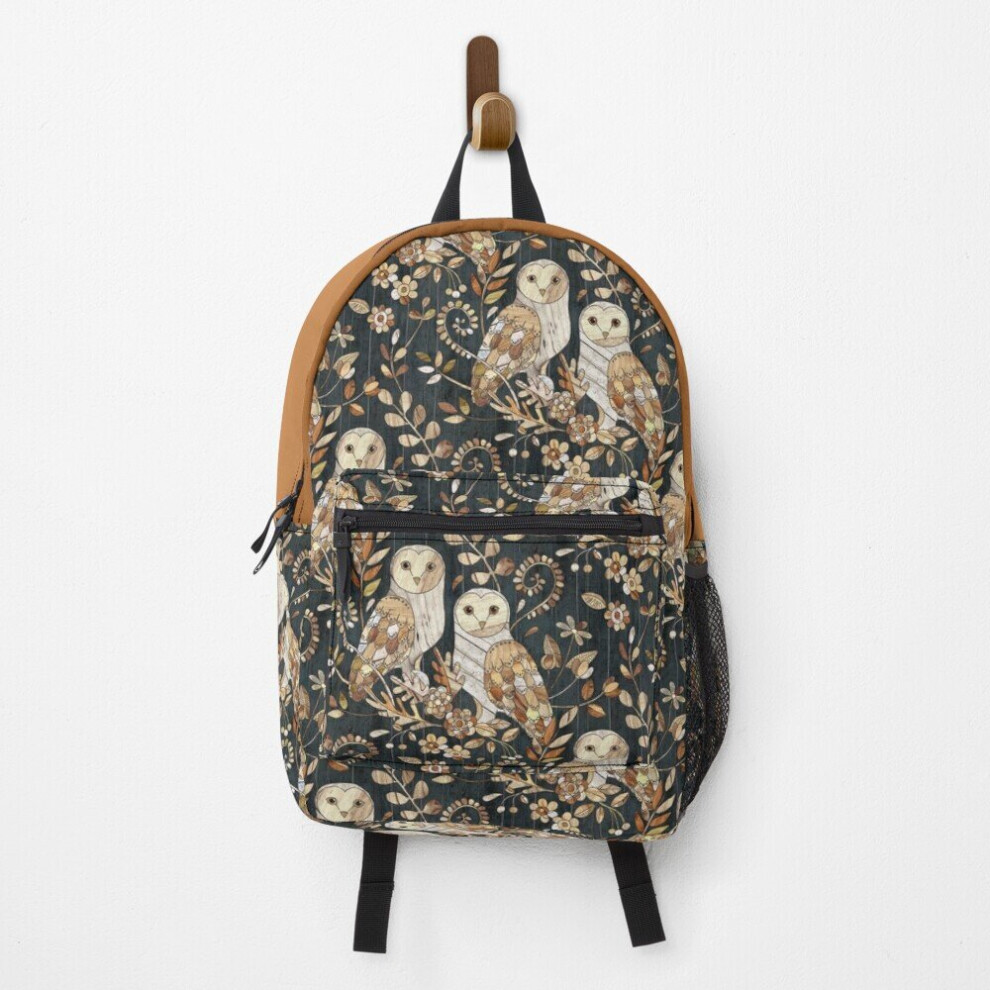 Famgem Wooden Wonderland Barn Owl Collage Backpack - 15-Inch School & Travel Bag, Durable Polyester, Spacious Main Compartment, Comfortable Straps