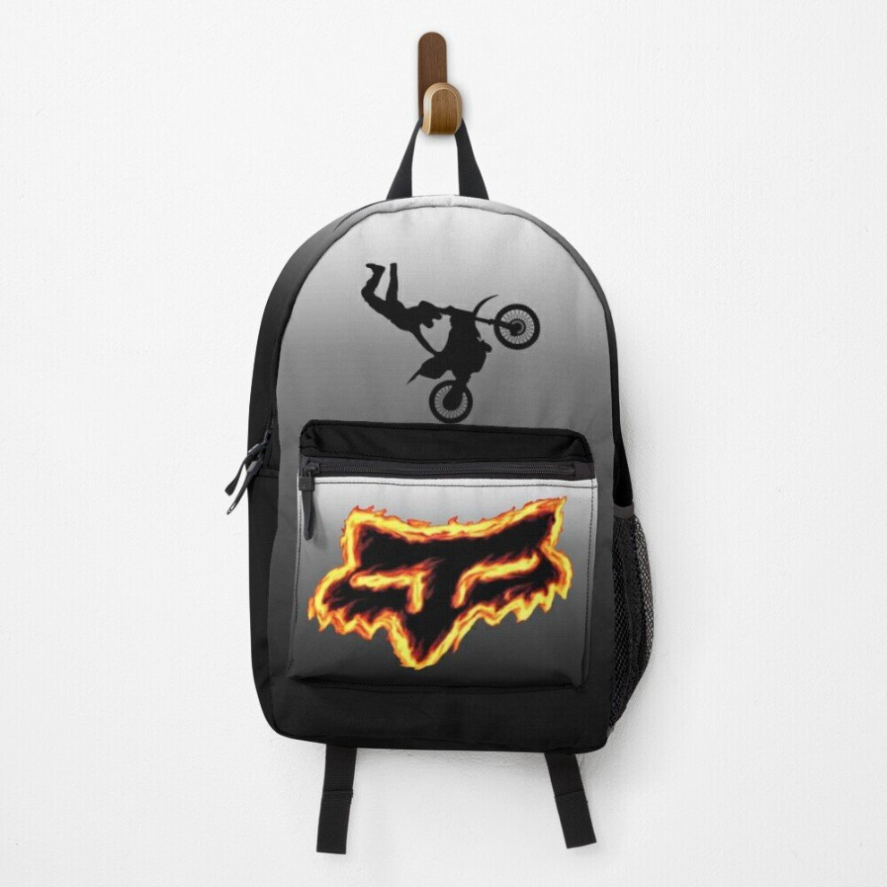 Backpack Fox head on fire. School Bag Travel 15"